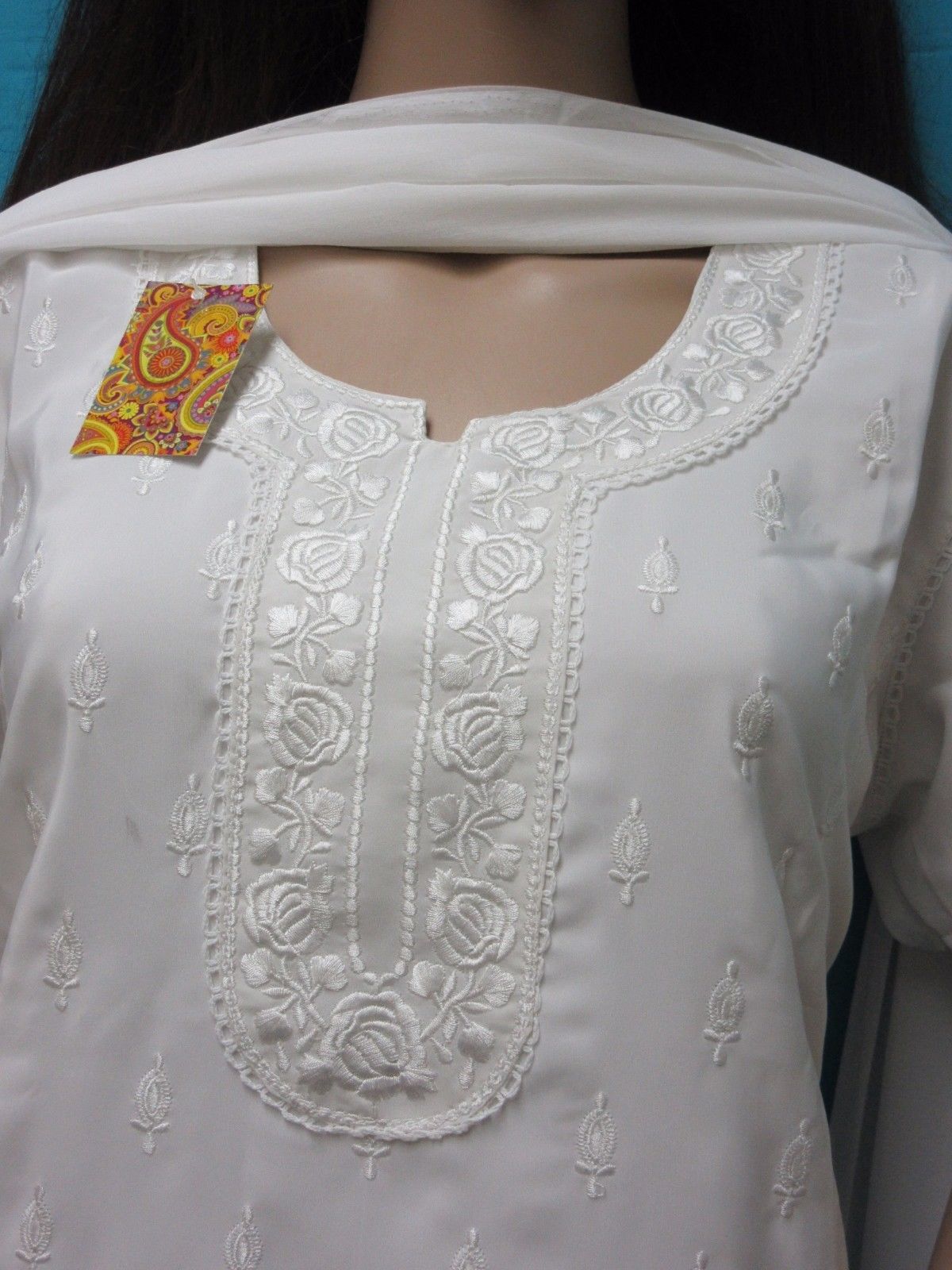 white party wear dupatta